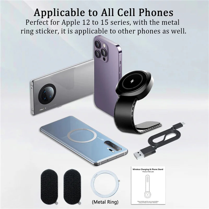 Magnetic Car Wireless Charger Fast Charging Car Phone Holder Center Control Screen Dashboard for iPhone 15 14 13 12 Pro Max Mini