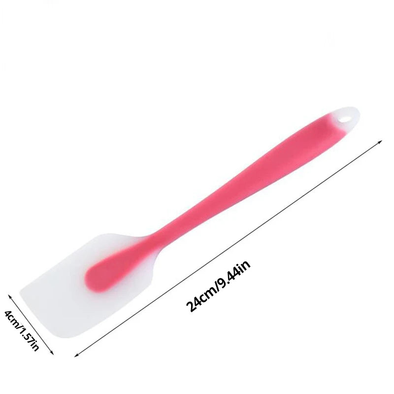 2Pcs Pink And Yellow Transparent Silicone Scraper Cream Scraper Cake Scraper Baking Tool Semi Handle High Temperature Resistant