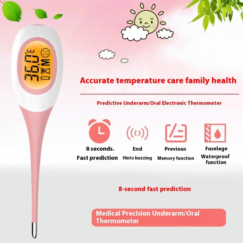 AIQUE 8 Seconds Backlit Fever Thermometer Medical Household Digital LCD Medical Fast Measure Kids Baby Child Adult Body Soft