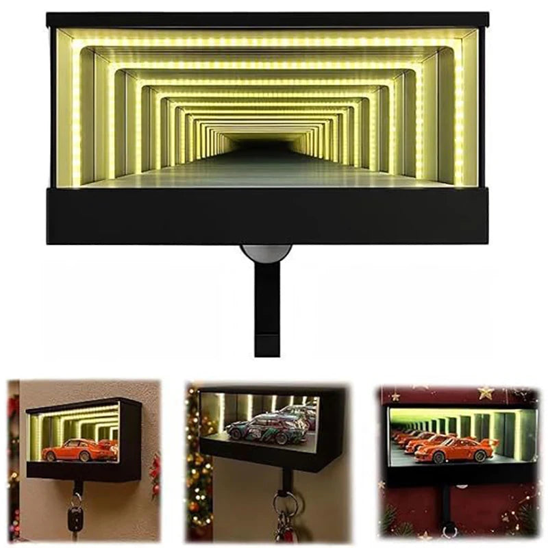 LED Light Featured Key Rack for Garage; Infinity Mirror Design; Ideal for Car Lovers; Simplifies Entry Point; Contains 1PC.
