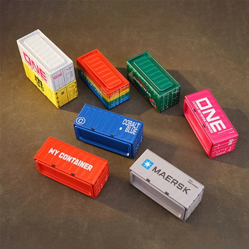 Mini Simulation Shipping Container Model Metal Storage Box Creative Desktop Organizer Ornaments Iron Box Home Office Decoration