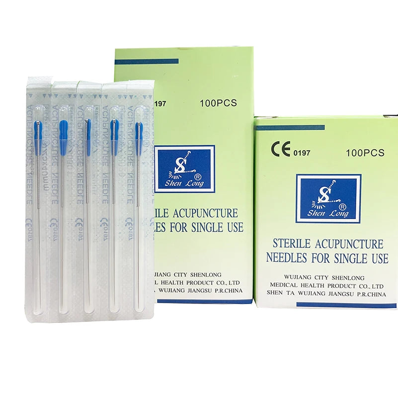 SHENLONG 100 PCS Acupuncture Needle Dry Needling Sharp Disposable Sterile Each Needle with Indivual Guide Tube Therapy with CE