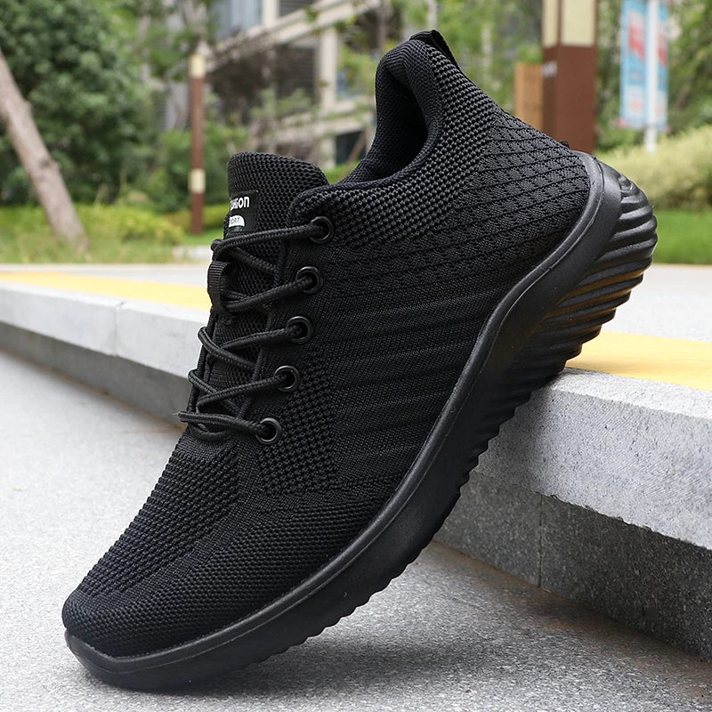Men's Solid Lace-Up Casual Shoes, Lightweight Outdoor Sports Shoes Suitable for All Seasons Training and Exercise, Lightweight, Breathable and Non-Slip, Ideal for Leisure Walking Enthusiasts