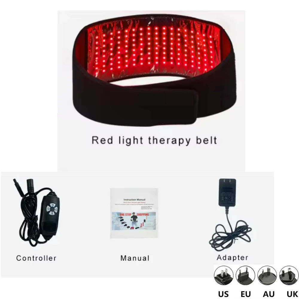 Red Light Therapy Pad, 660nm&850nm Infrared Red Light Therapy Belt with Vibration & Pulse for Shoulder Waist Muscle Pain Relief