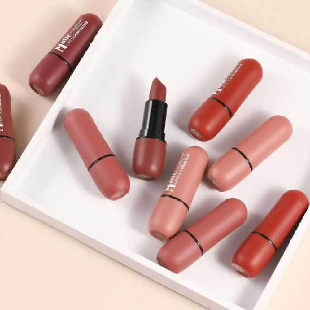 6-Color Matte Lipstick: Velvet Lip Color, Smooth, Waterproof, Long-Lasting Color Lip Makeup