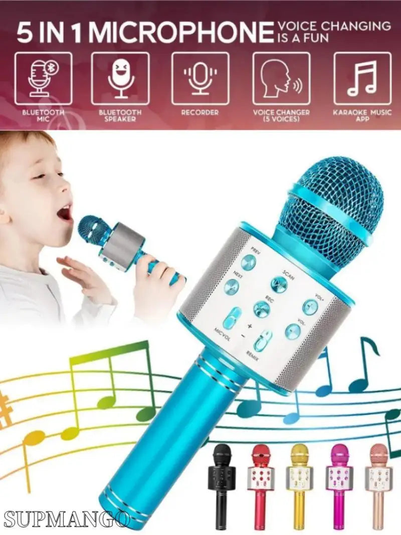 Professional Handheld Wireless Karaoke Microphone USB Speaker Microphone for Kids Music Player Singing Recorder KTV