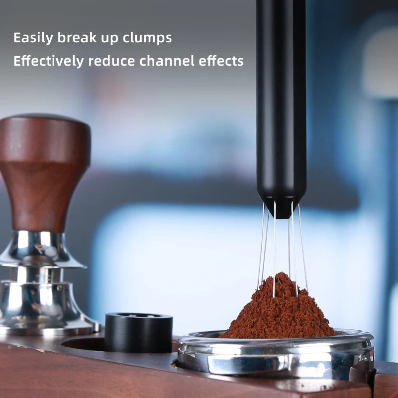 Shrinkable Portable Coffee Powder Stirring Needle 304 Stainless Steel Stainless Steel Espresso Needle Distributor With Base