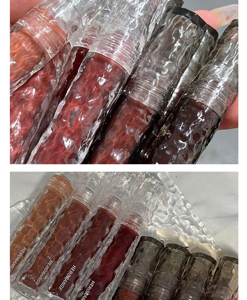 HERORANGEHR292 Glacier Rock Mirror Water Glazed Lip Glaze Moisturizes and Moisturizes, Forming a Film That Is Not Easy to Fade