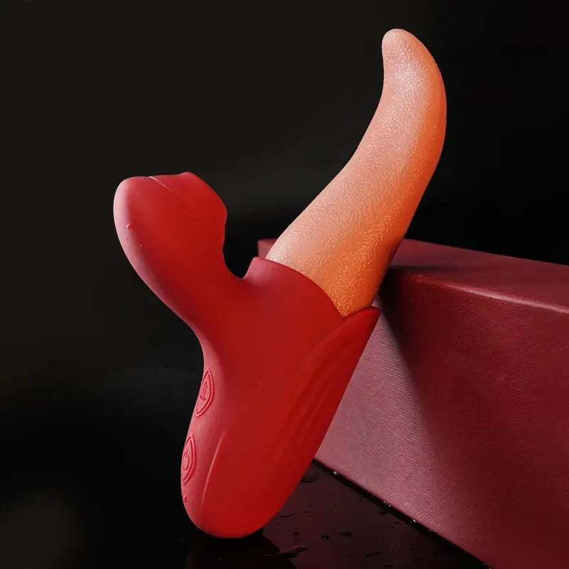 Realistic Licking Tongue Rose Vibrator for Women 7 Speeds Nipples Clitoral Stimulation Sucking Sex Toys for Adult Female Couples