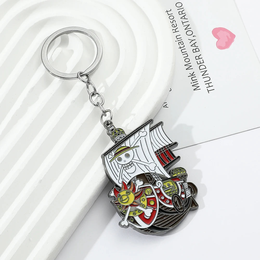 Classic Anime ONE PIECE Keychain Cool Pirate Ship Charms Pendant Keyring Car Key Holder for Women Party Gifts Accessories
