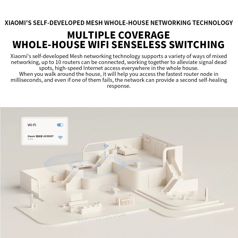 2024 NEW Original Xiaomi AX3000T Router 5GHz 160MHz Broadband 1.3GHz Processor High Speed NFC Connection For Home Office Games