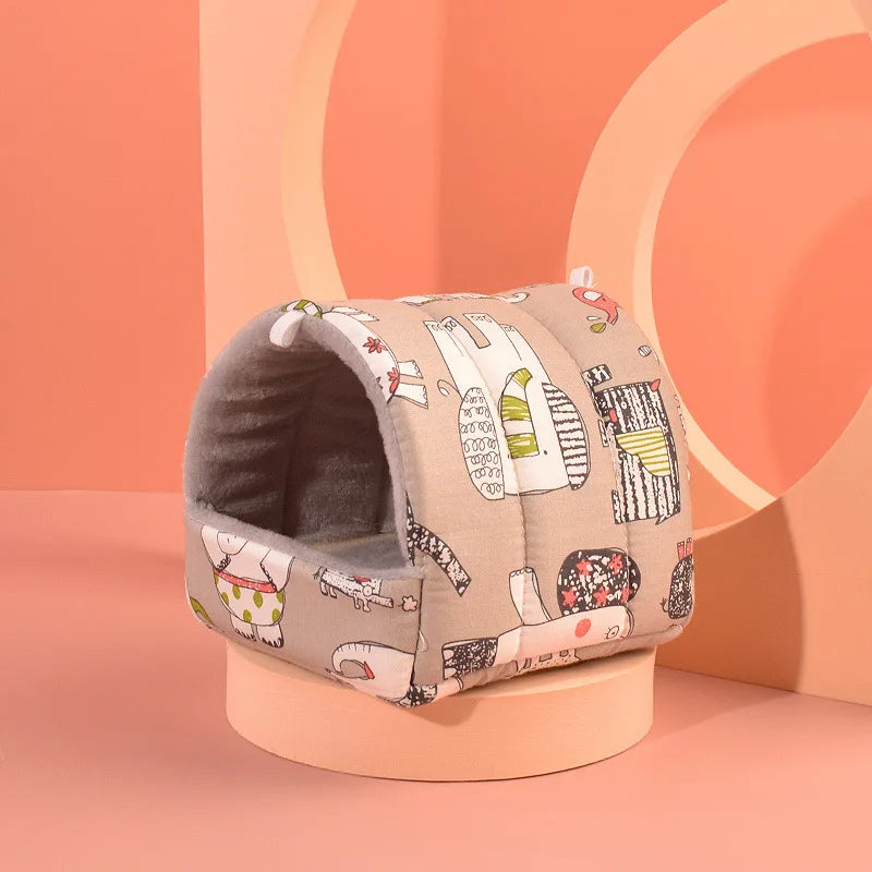 Soft Hamster House Rabbit Rodent Guinea Pig Rat Cage Nest Small Animal Sleeping Bed Winter Warm Cotton Mat Accessories Hedgehog