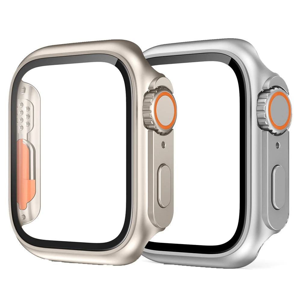 2PCS Case Glass+Case For Apple Watch 42 46 44 45 41 40mm Screen Protector Cover Change Ultra Bumper IWatch Series10 9 8 7 SE 6 5