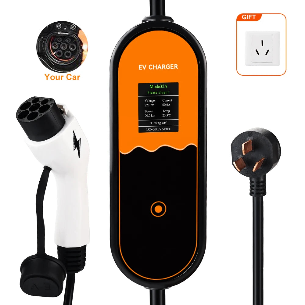 JDMEX 3.5W 16A Portable EV Charger GBT EVSE Charging Box Controller Wallbox for Electric Car Charging Current Adjustable