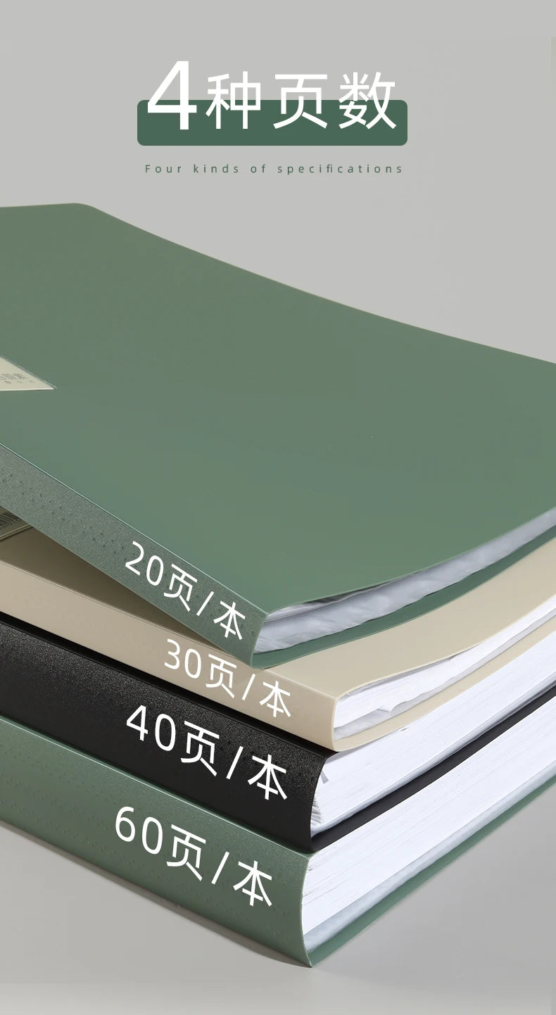 KOBEST 20/30/40/60 Pages A4 Side Transparent Thickening Folder High Quality Multi-layer File Cover Office School Supplies