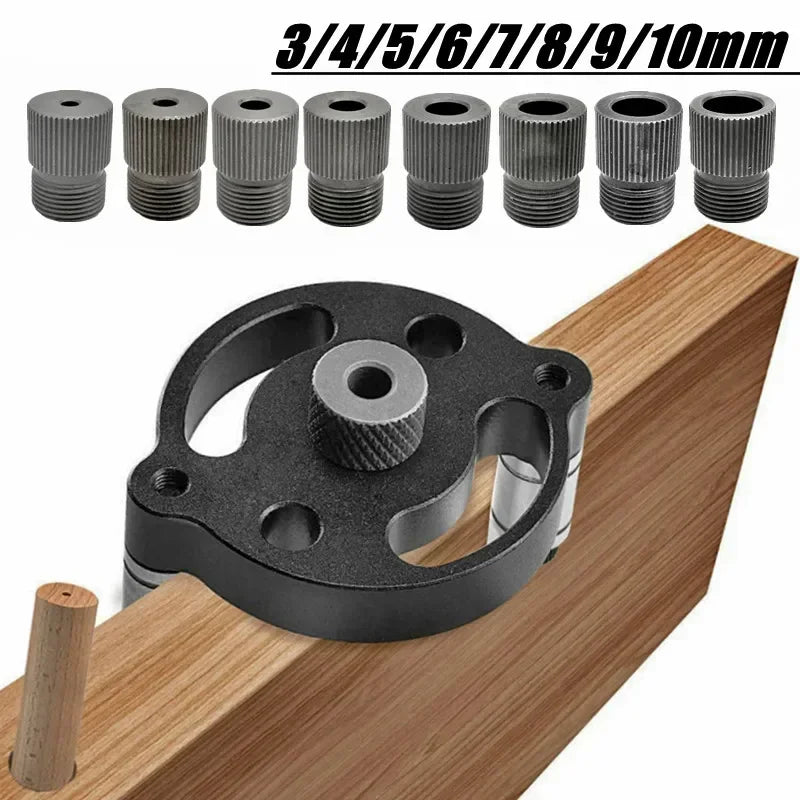 Upgraded 3-10mm Vertical Pocket Hole Jig Self Centering Dowelling Jig Woodworking Alloy Hole Drill Guide Puncher Locator Tools