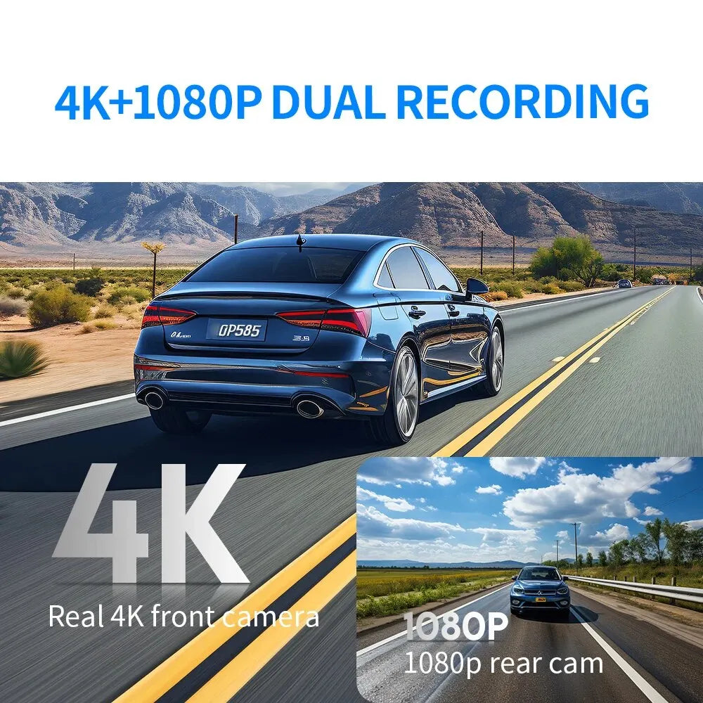 KAWA 4K Dash Camera for Car DVR Sony IMX415 Rear View Video Recorder DVR Voice Control GPS 24h Parking APP WiFi Control Dashcam