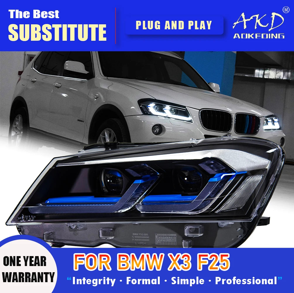AKD Head Lamp for BMW X3 F25  LED Headlight 2010-2013 Headlights X3 DRL Turn Signal High Beam Angel Eye Projector Lens