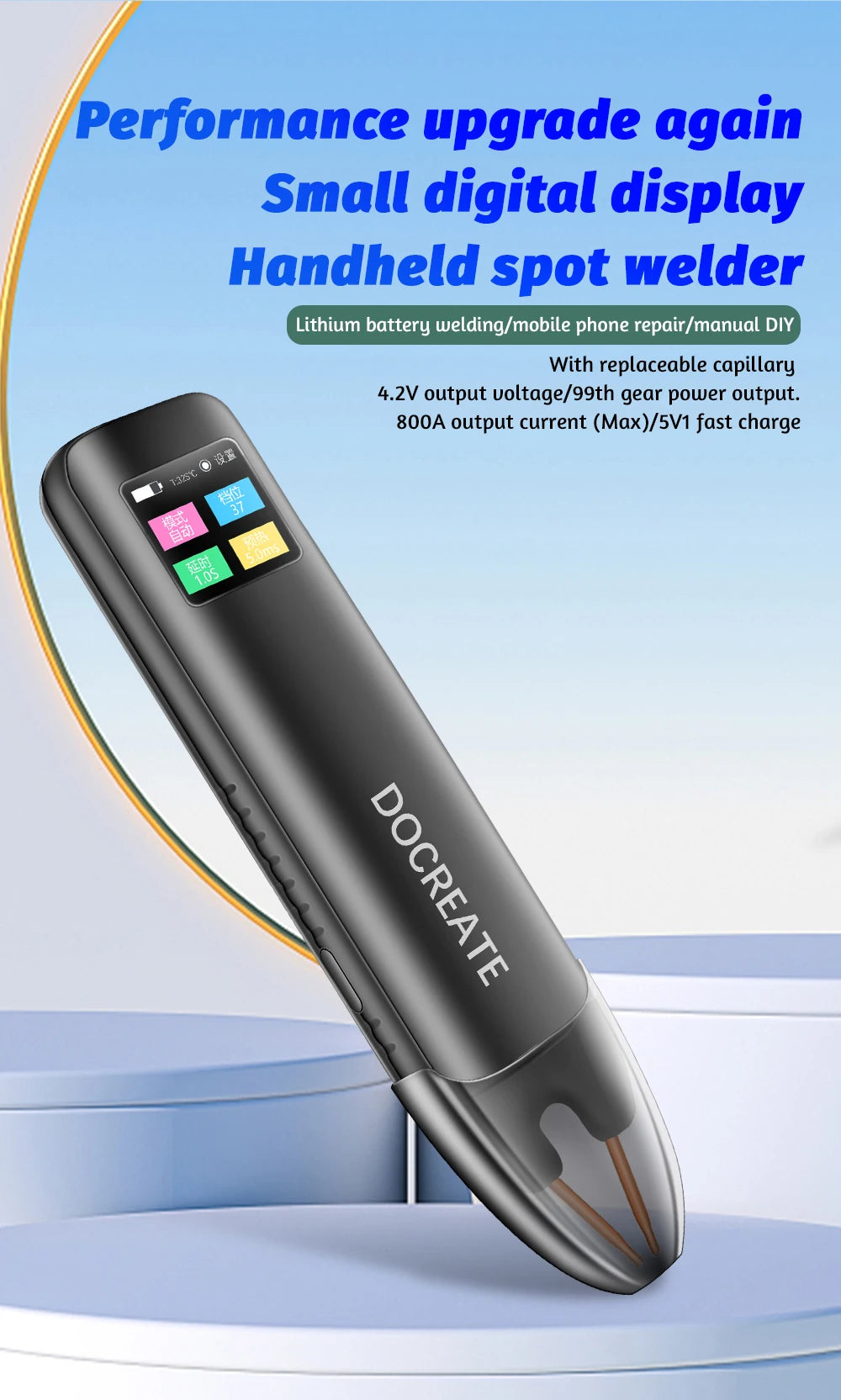 Docreate-757 Color screen portable handheld small spot welder 18650 mobile phone lithium battery nickel plate collision welding