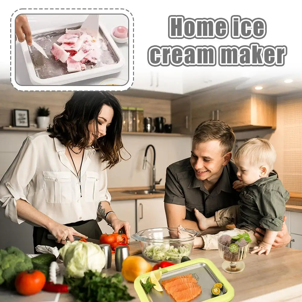 Multifunctional Rolled Ice Cream Maker - Cold Sweet Fried Ice Pan Tool DIY Household Frozen Yogurt Maker - For Homemade Dessert