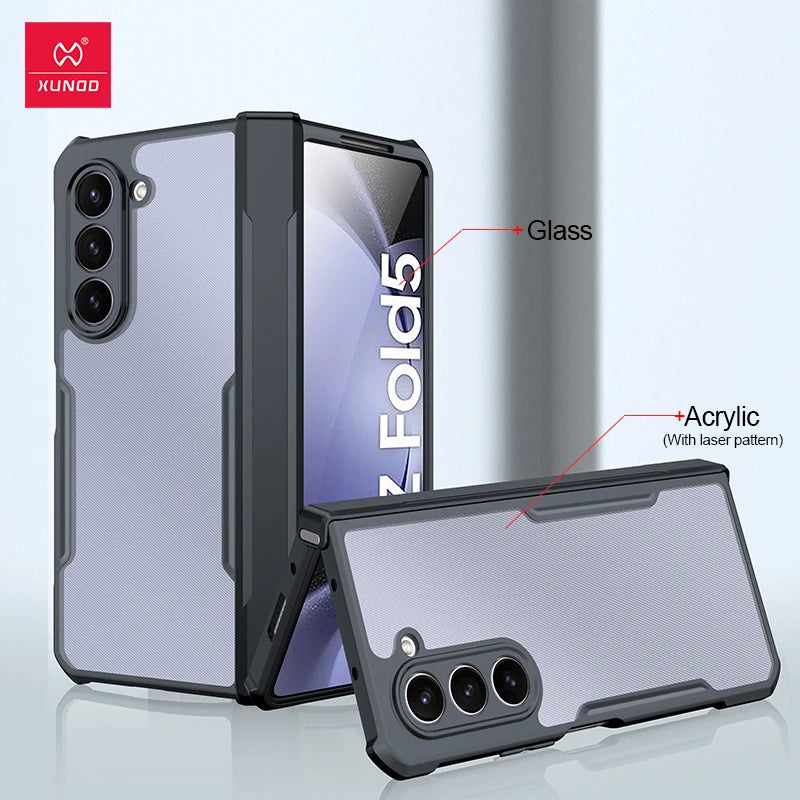 Xundd Foldable Case For Samsung Galaxy Z Fold 3 4 5 6 Fold 7 Airbag Shockproof Shell Glass&PC&TPU Protection Cover z 플립4 케