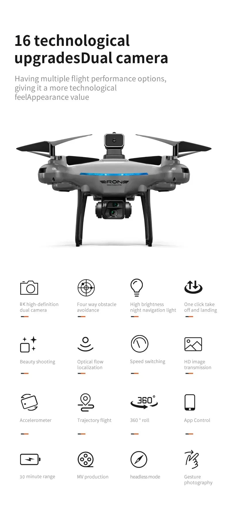 KY102 Rc Drone 8K Profesional Dual-Camera Aerial Photography 360° Obstacle Avoidance Optical Flow Four-Axis RC Aircraft 10000M