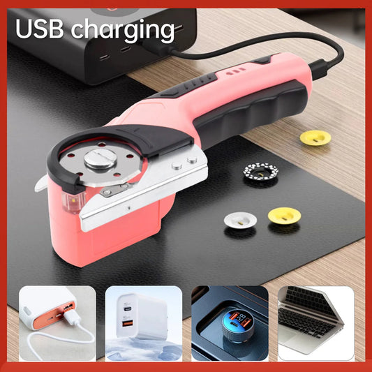 Cordless Electric Scissors 3.6V Rechargeable Cardboard Box Cutter Fabric Scissor with Spare Blade Safety Lock & LED Light