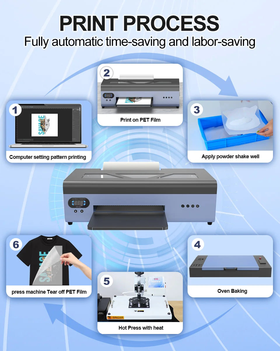 A3 R1390 DTF Printer with DTF Curing Oven Direct To Film DTF tshirt Printing Machine A3 DTF Printer For Clothes Hoodies Fabric