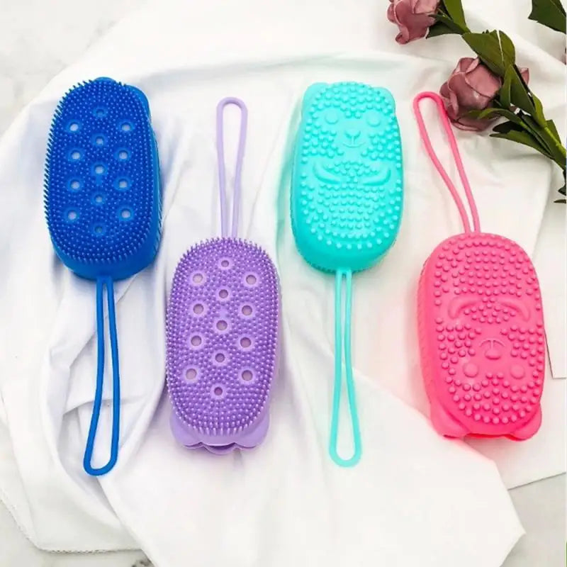 Silicone Body Scrubber Shower Exfoliating Scrub Sponge Bubble Bath Brush Massager Skin Cleaner Cleaning Pad Bathroom Accessories