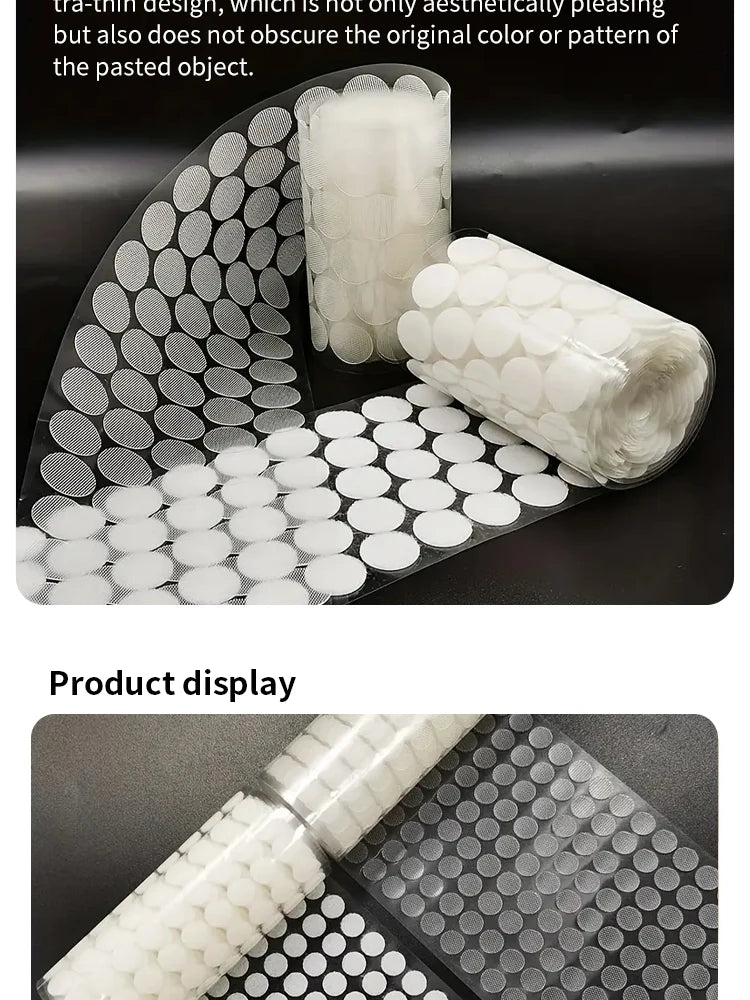 10mm 500 Pairs of round Velcro Transparent Ultra-thin Strong Self-adhesive Kindergarten Wall Stickers