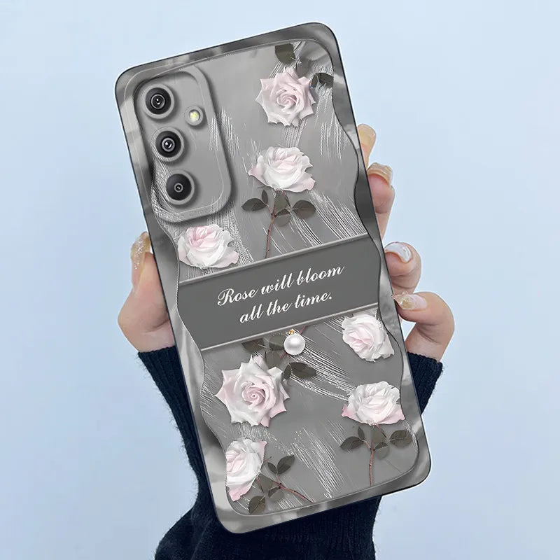 For Samsung Galaxy M34 M35 5G F34 5G Simplicity Flowers Liquid Shockproof Silicone Soft Phone Cover For SamsungM34 5G Case