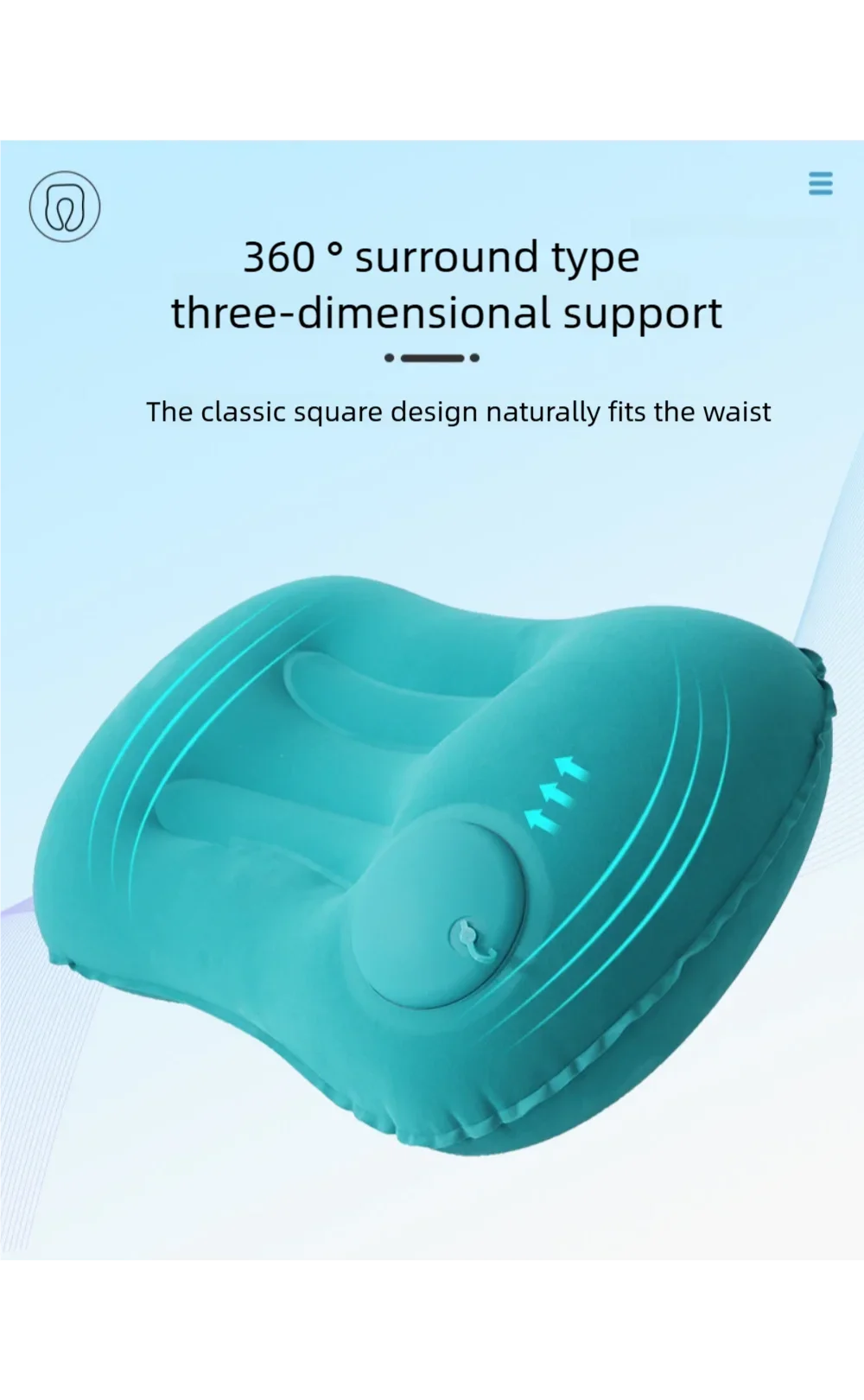 Camping Inflatable Pillow Outdoor Portable Pillow Pool Pillow LIghtweight Soft Car Pillow for Neck and Lumbar Support