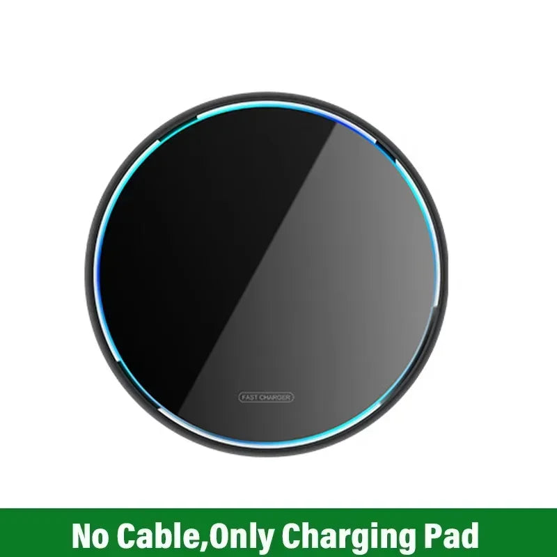 100W Metal Wireless Charger Pad Led Light for iPhone 16 15 14 13 12 Pro Max Samsung Xiaomi Mini Fast Wireless Charging Station