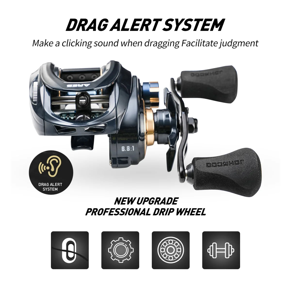 Baitcasting Reel Metal Body 15KG Max Drag 7+1 Bearings Aluminum Frame Freshwater Saltwater Fishing Reel
