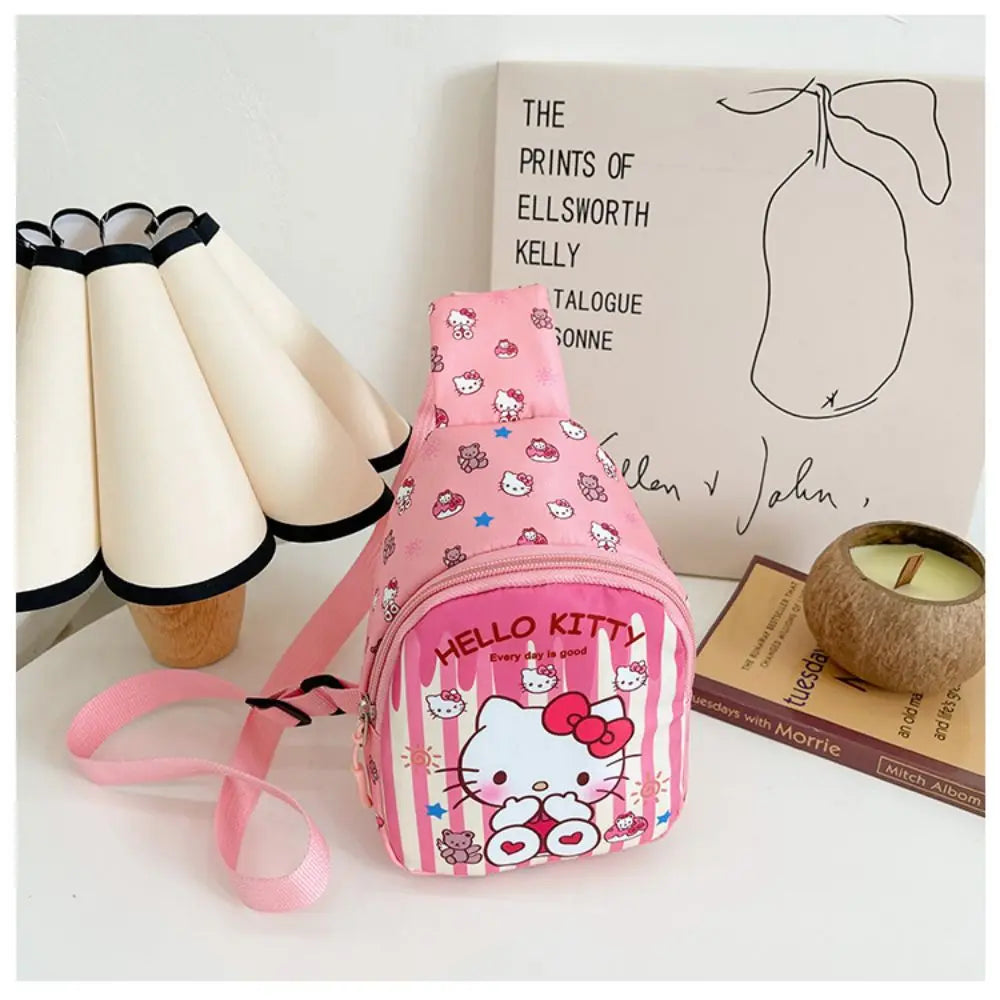 Hello Kitty Children Chest Bag Sanrio figure Kuromi Cute Coin Purse Shoulder Bag Boy Girl Cross Body Bag Fashion Messenger Bag