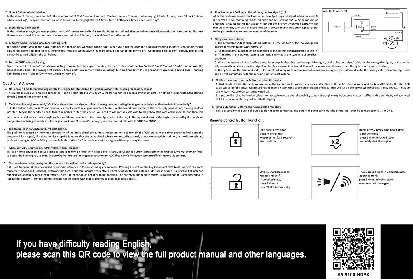 Car Alarm With Autostart Push One Button Auto Start Stop Keyless Entry System Smart Key Remote Start Kit Automotive Accessories