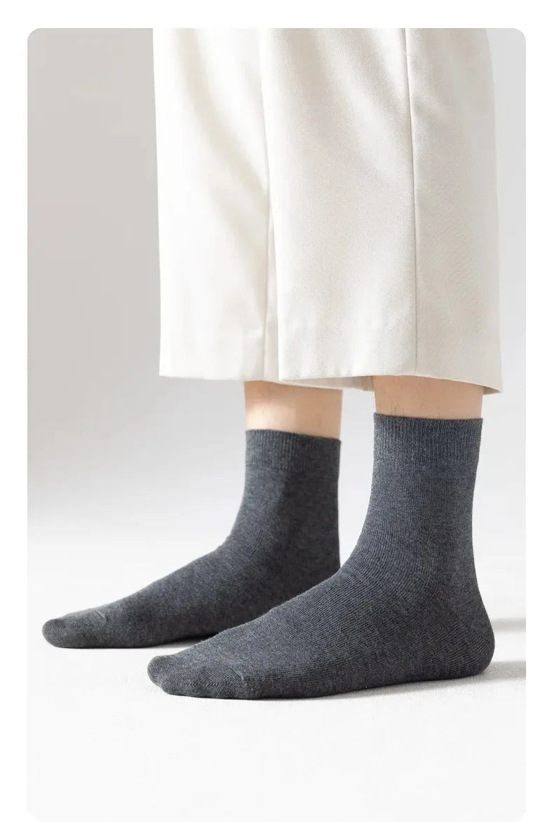 HSS 10Pairs Men‘s Socks Cotton Casual Business Middle Black Breathable Male Crew Socks Summer Winter Dress Gifts Socks Size38-45