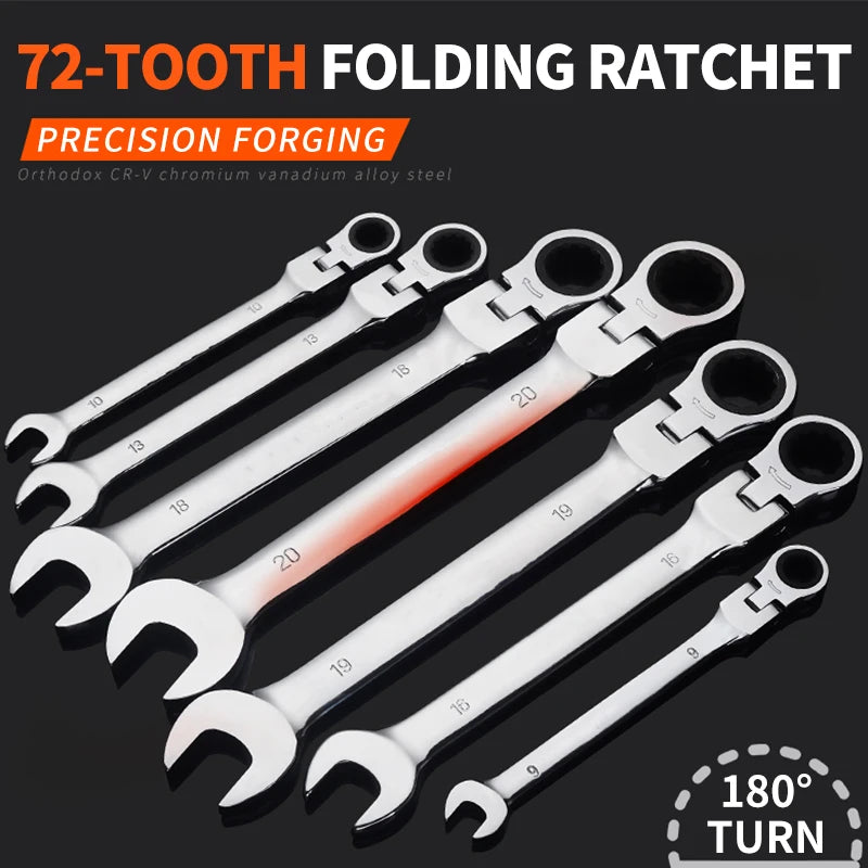 Flexible  Action Wrench Spanner Nut Tool Head  Metric Spanner Open End and Ring Wrenches Tool