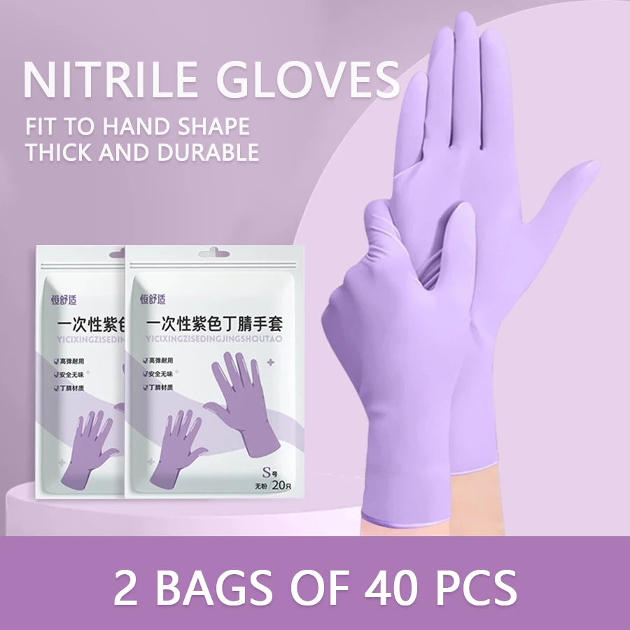 20-300pcs Nitrile Exam Gloves Disposable Purple Lilac Glove Food Grade Sterile Powder Free Protection Gloves for Cooking Clean