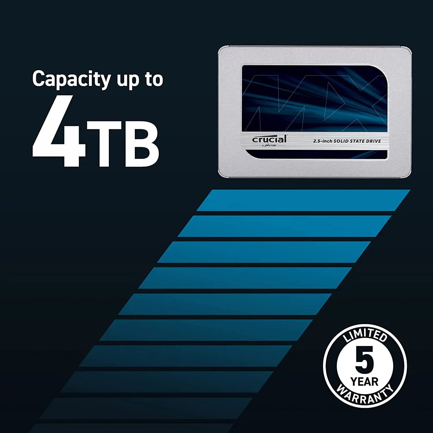 Crucial MX500 1TB 500GB 250GB 3D NAND SATA 2.5 Inch Internal SSD, up to 560MB/s