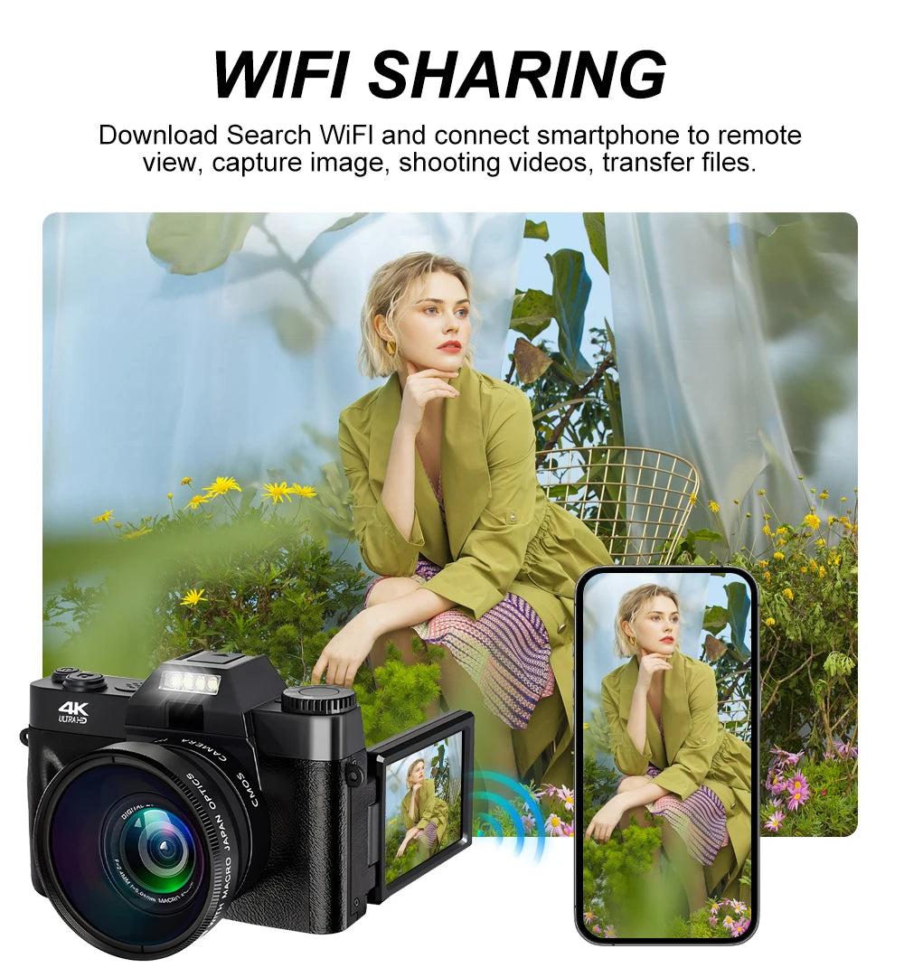 Vintage Digital Camera 16X Digital Zoom 4K WIFI Retro Vlog Recorder YouTube 3.0 "Flip Screen Compact Digital  Photography Camera