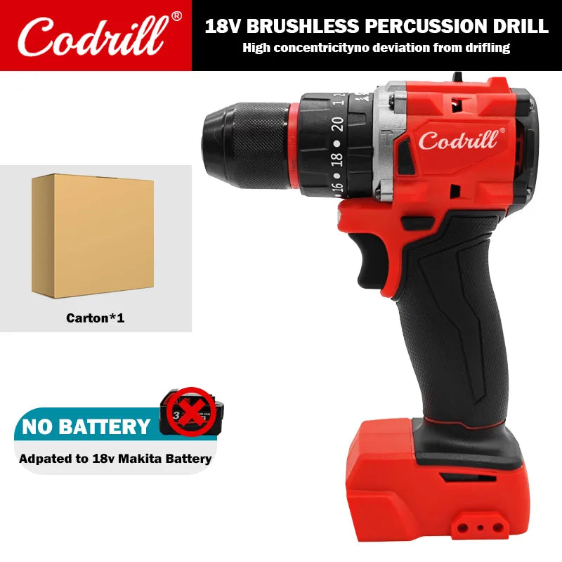 For Milwaukee 18V Battery 150N.M Brushless Electric Impact Drill LED Lighting Cordless Rechargeable Screwdriver Drive