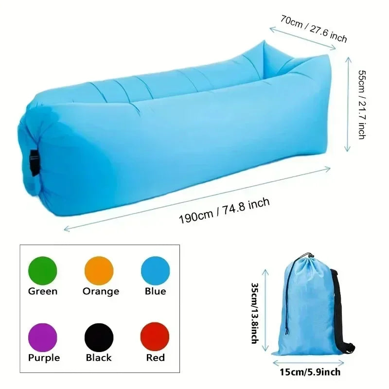 Outdoor Portable Inflatable Sofa Inflatable Outdoor Air Sun Inflatable Lounger Blow Up Chair Bag Banana Camping Air Bed Beanbag