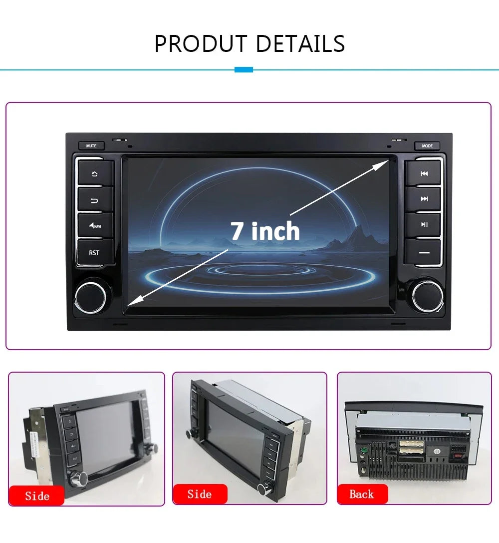 LELV 7" Android 13 Touch Screen Car Radio For Volkswagen VW Touareg Multivan T5 Transporte 2004-2011 Multimedia Player Carplay