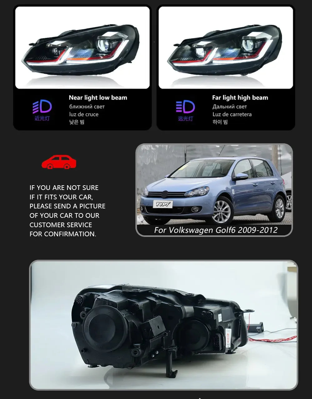 TYPY Car Headlights For Volkswagen Golf6 MK6 2009-2012 LED Car Lamps Daytime Running Lights Dynamic Turn Signals Car Accessories