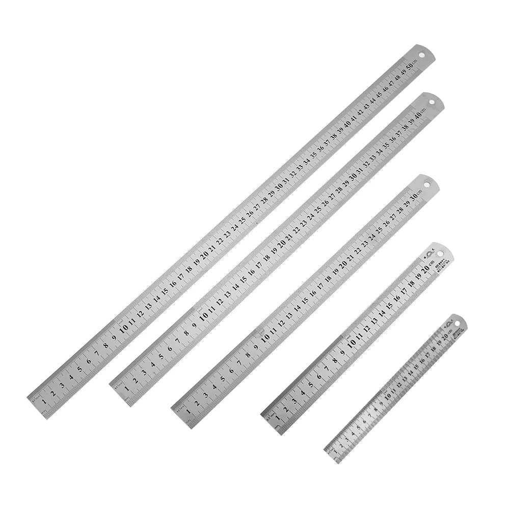 Stainless Steel Metal Straight Ruler Precision Double Sided Precision Measuring Tool Scale Metric Ruler Accessories 15-40cm