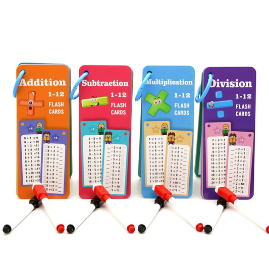 15Pcs/set Math Addition Subtraction Multiplication Division Erasable Reusable Number Learning Cards Children's Math Teaching Aid