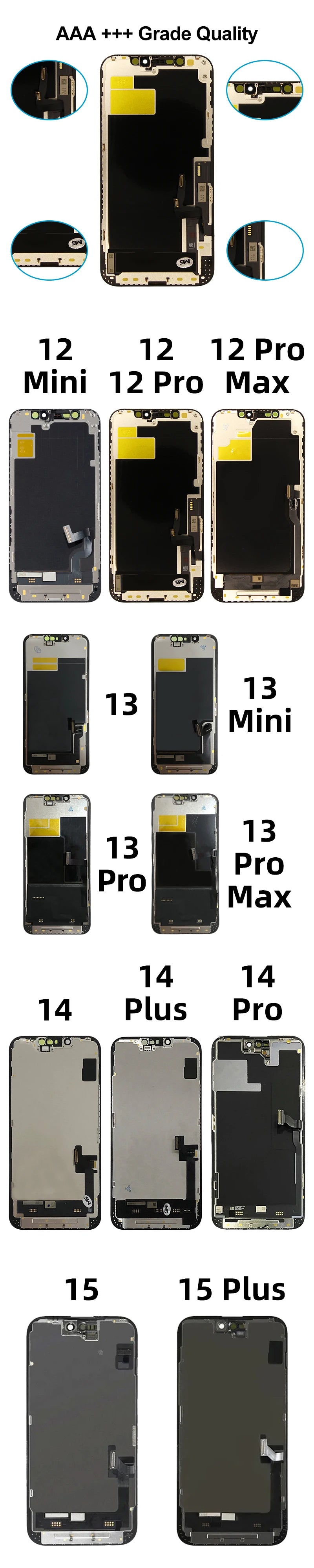 NEW AAA+ Quality For iphone 12 LCD Display 12 13 Pro Max Display Touch Screen For iphone 13 14 14 Plus 15 Plus 15 Pro Max LCD