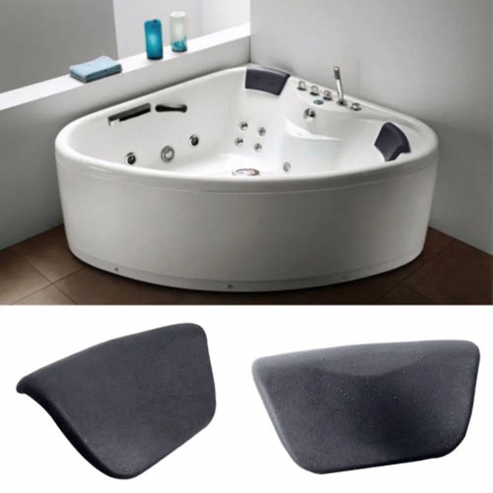 1pc PU Spa Bath Pillow Bathtub Headrest Waterproof Bath Cushion BLACK Bathtub Pillow For Neck Head Support 265*150*60mm