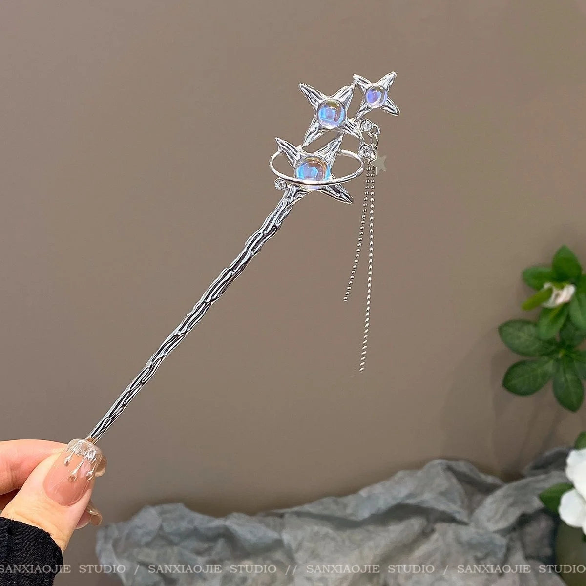 Light Luxury Glitter Hairpin For Women Geometric Irregular Moonstone Hair Stick Elegant Star Flower Jewelry Hair Accessories